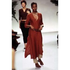 Ralph Lauren Collection Purple Label Runway 1997 Linen Midi Dress Vintage M